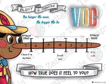 Escala de Validez Cognitiva - Ayuda Visual de Pinocho (Versión POC) / Terapia EMDR imprimible / VOC para niños / Consejería para traumas