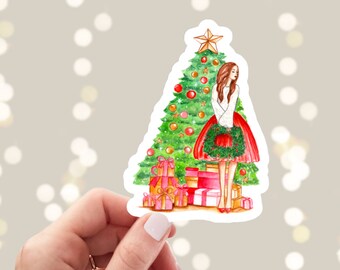 Christmas Sticker, Christmas stickers for Gifts, stickers, Gift Accesories, Fashion girl sticker