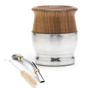 Palo Santo houten mate kalebasbeker I inclusief bombilla en schoonmaakborstel I Yerba Mate-beker met bombilla