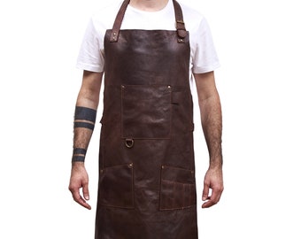 Genuine Leather Apron I Adjustable  Strap I Handmade in Argentina I BBQ Grilling Apron