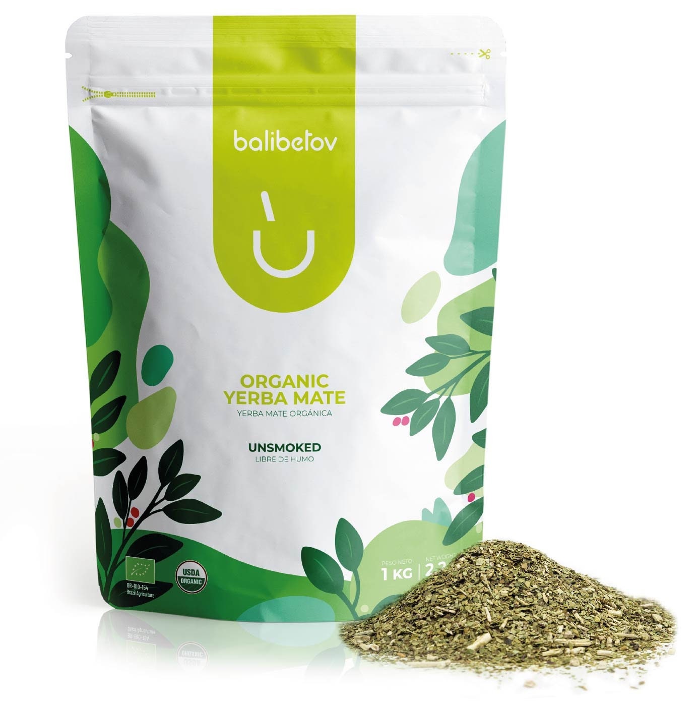 Organic Yerba Mate by Balibetov Unsmoked 2.2lb I 1kg Bag 