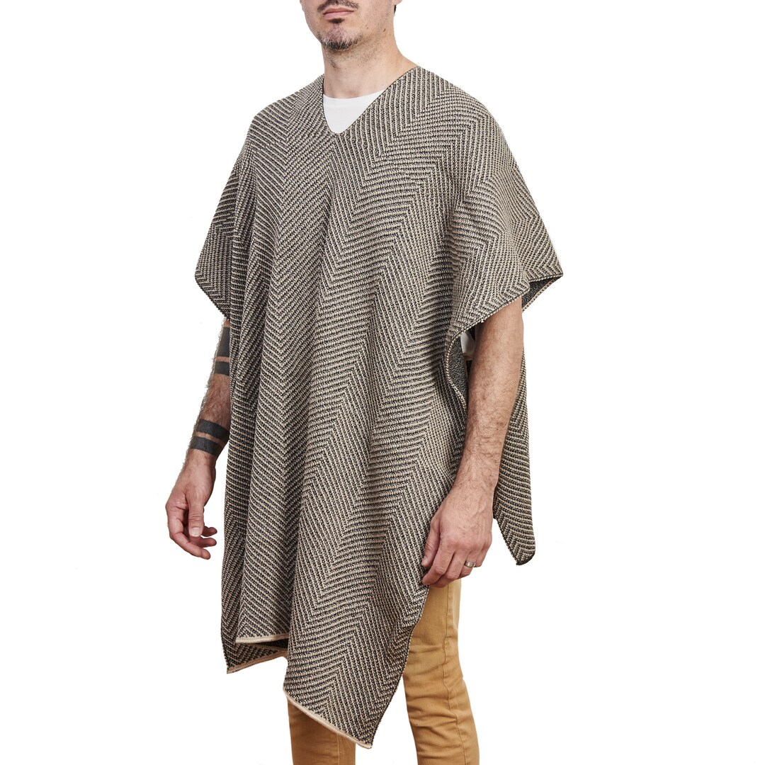 Ruana, Cape With Line Design - Multiple Colors Available - 100% Pure ...