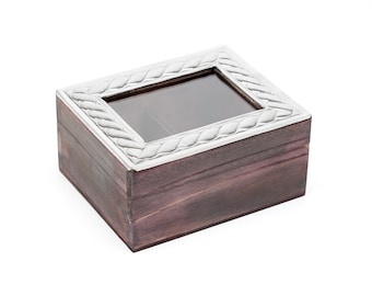 Wooden Tea Box with German Silver details Hand Made in Argentina I Gift for tea lovers