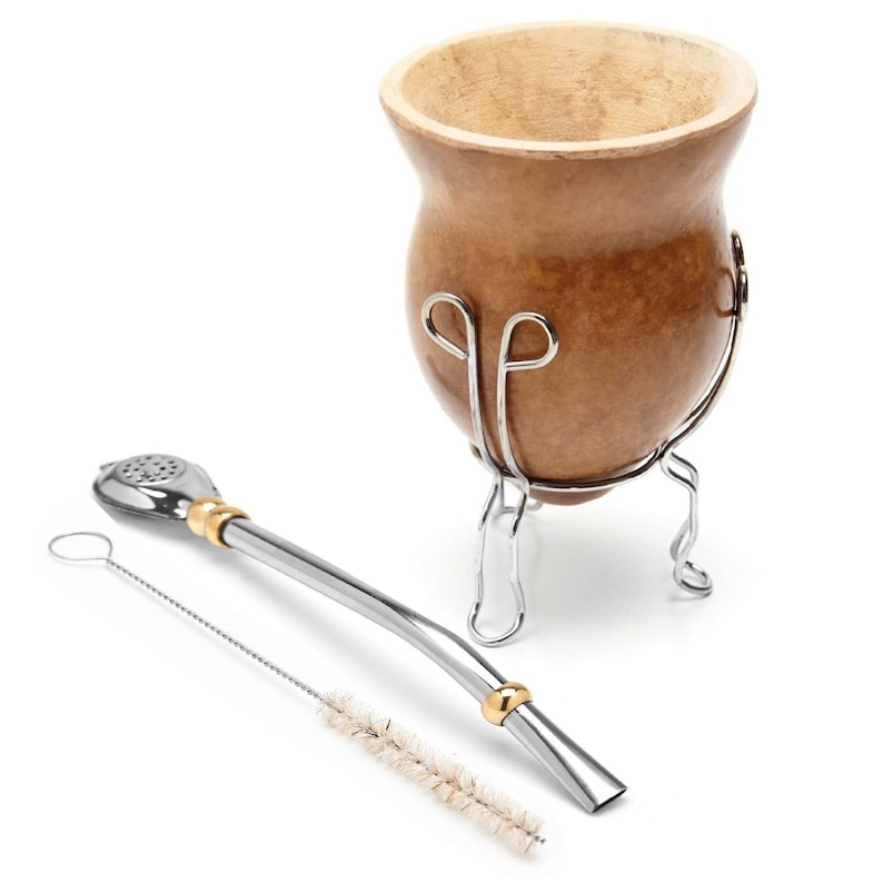 Calabash Mate Gourd Cup I Yerba Mate Gourd with Bombilla Straw I Yerba Mate Cup image 1
