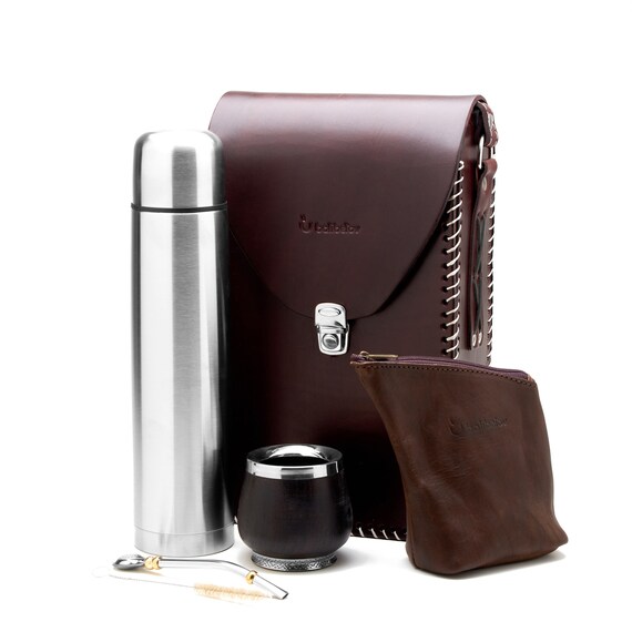 Argentinian Mate Kit Matera Bag, Yerba Mate Gourd, Thermos