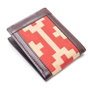 Cartera Guarda Pampa hecha a mano / Cuero curtido vegetal ligero de primera calidad / Cartera roja unisex