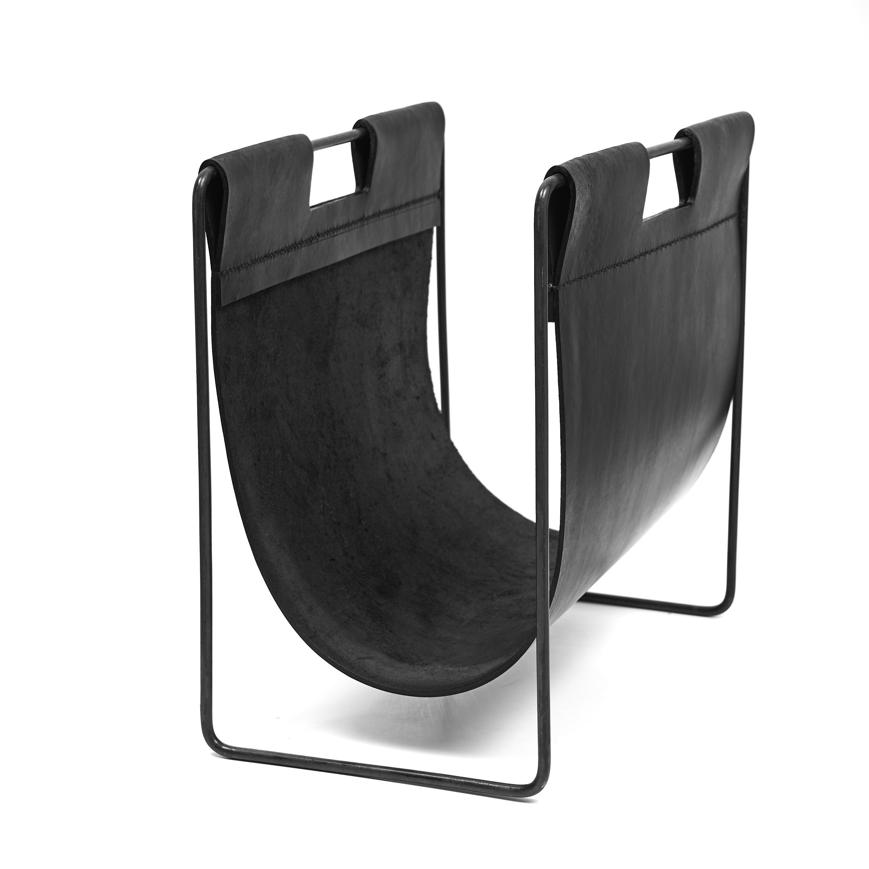 Argentine Leather Log Holder With Metal Strong Base I Indoor Etsy