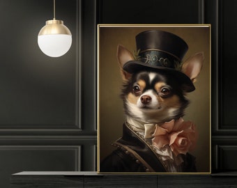Chihuahua Wall Art, Vintage Chihuahua Print, Gift For Chihuahua Owner, Chihuahua Portrait Print, Renaissance Chihuahua Print, Eclectic Art