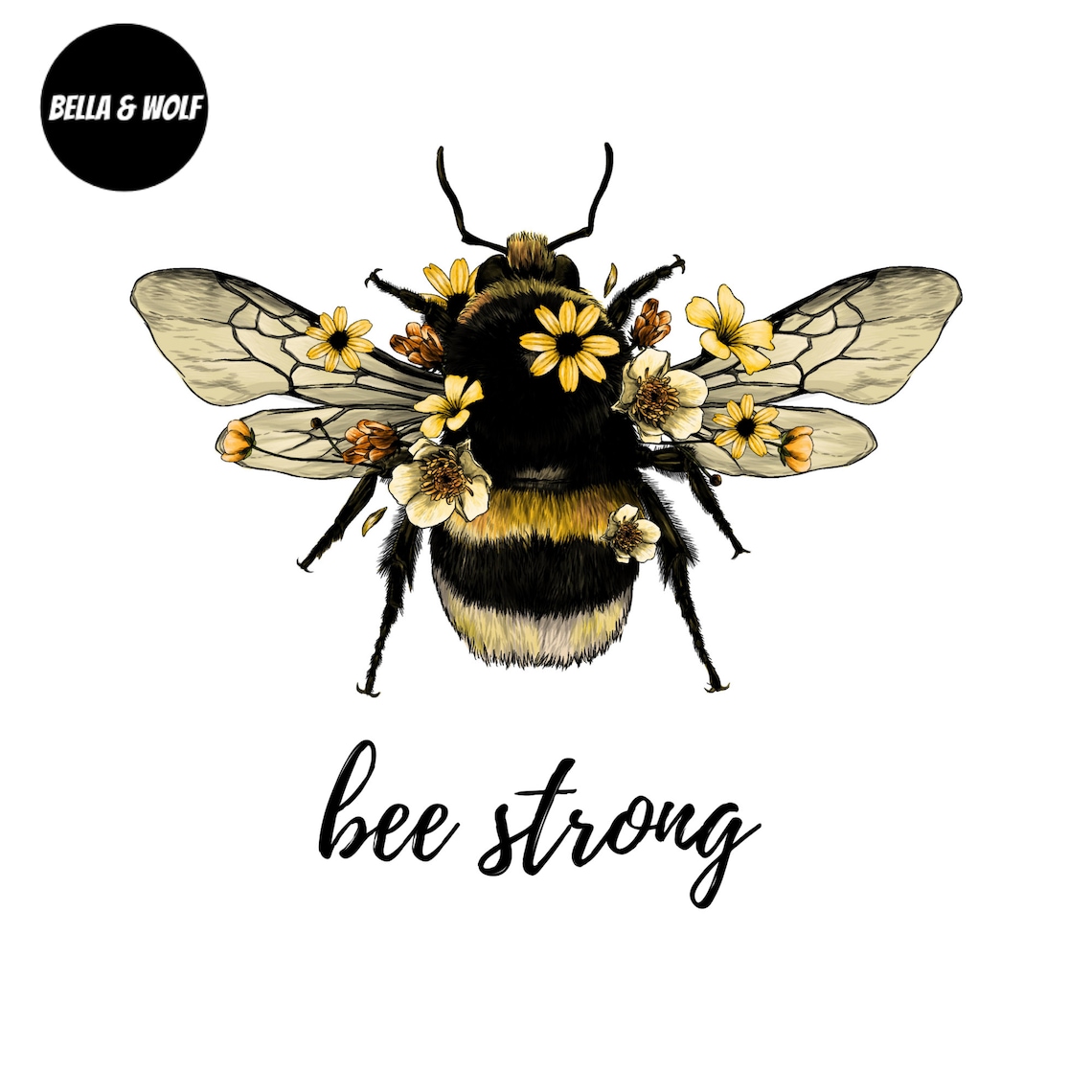 Bee Strong Bumble Bee Print Inspirational Quote Motivation | Etsy