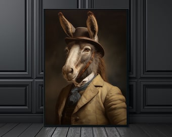 Renaissance Donkey, Donkey In Renaissance Outfit, Donkey Wall Art, Funny Donkey Gifts, Funny Donkey Print, Donkey Wall Art, Cottagecore Art