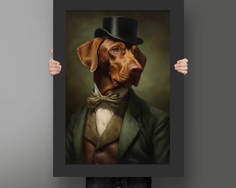 Renaissance Vizsla Painting, Vizsla Wall Art, Dog Lover Gifts, Baroque Art, Renaissance Dog Portraits, Quirky Vizsla Gifts, Vizsla Gifts
