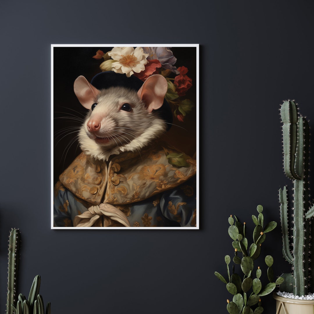 Renaissance Rats Rat Vintage Portrait, Renaissance Animal Painting, Funny Animal Wall ...