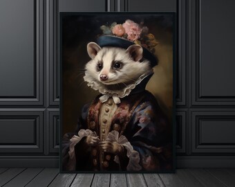 Ferret Portrait Print, Animal Portrait Prints, Ferret Gifts, Ferret Wall Art, Ferret Prints, Eclectic Decor, Cool Home Decor,Ferret Painting