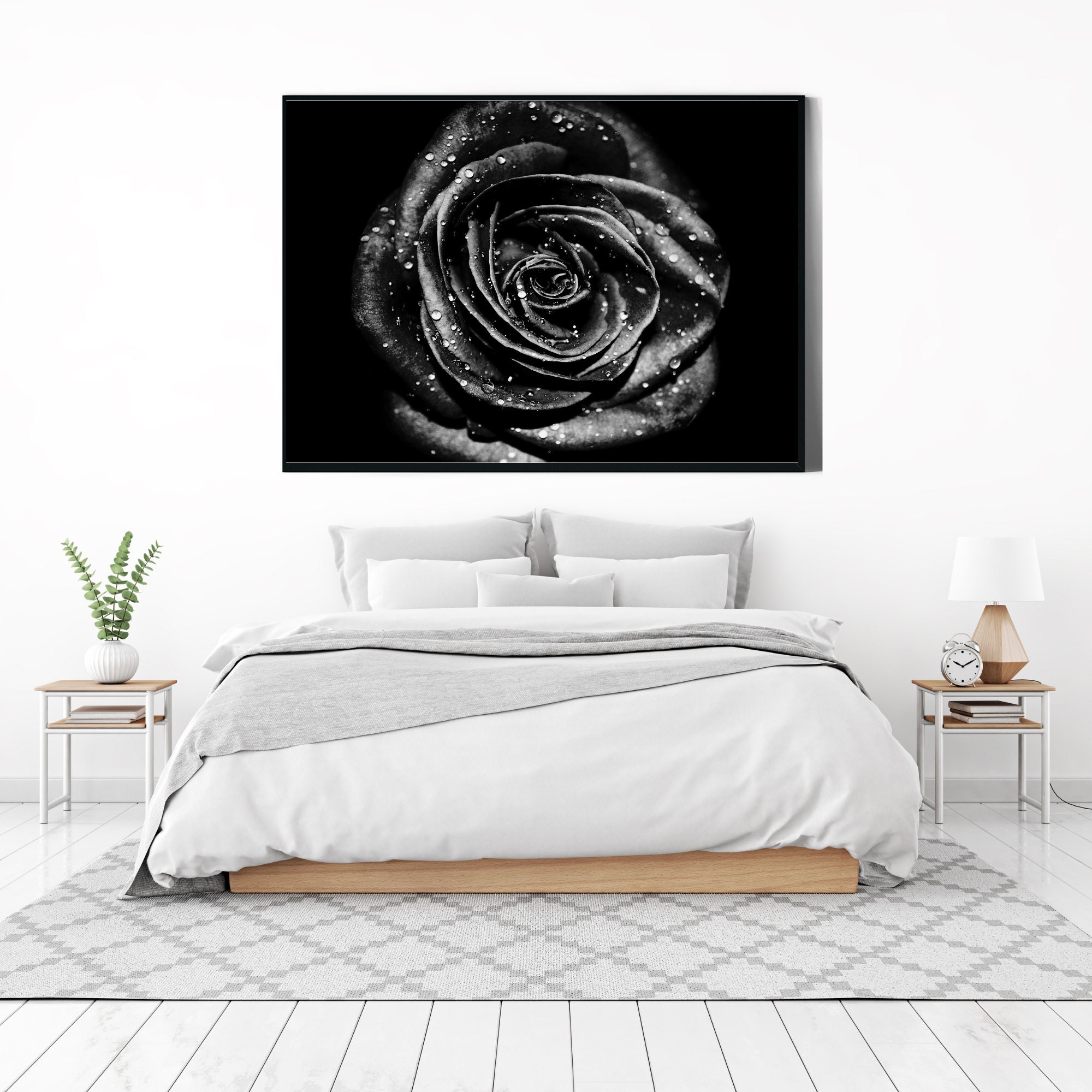 Black Rose Wall Art Black Rose Print Gothic Prints Black Etsy