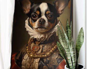 Chihuahua Wall Art, Vintage Chihuahua Print, Gift For Chihuahua Owner, Chihuahua Portrait Print, Renaissance Chihuahua Print, Eclectic Art