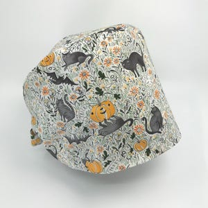 Spooky and Sweet Halloween Pixie Scrub Cap Medical Head Cover Cotton Nurse Doctor OR RN Surgical Hat Back Ties Elastic Band Hospital Uniform