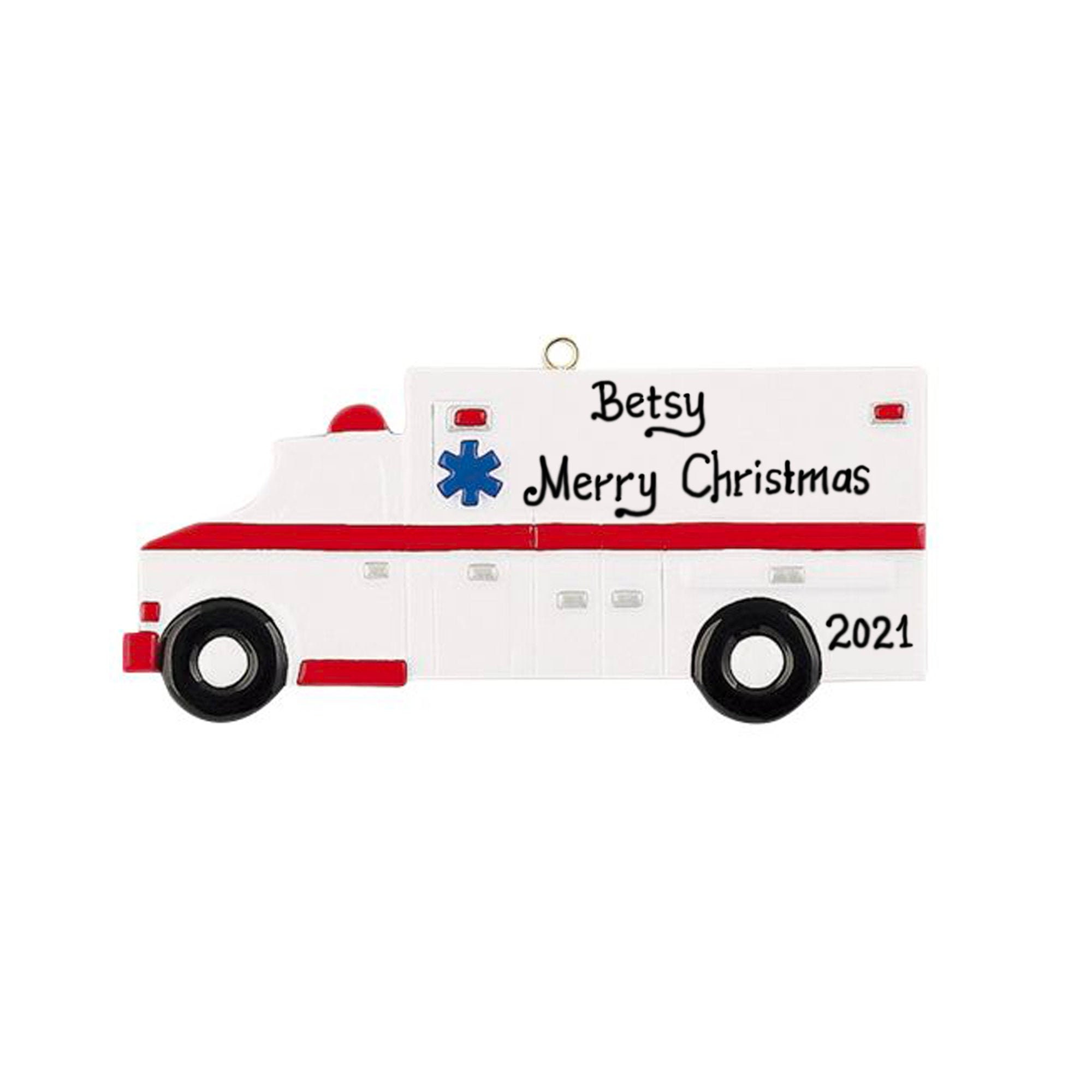 Personalized Ambulance Christmas Ornament 2021 Kids | Etsy