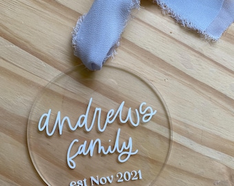 Semi-Custom Married + Engaged Ornament | gift for newlyweds, gifts for Christmas