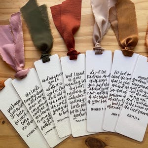 Bible Verse Bookmark with Ribbon | Hand-lettered | gift for mom, gift for friend, gift for teacher