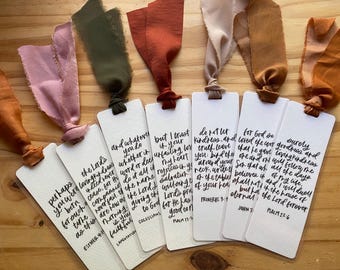 Bible Verse Bookmark with Ribbon | Hand-lettered | gift for mom, gift for friend, gift for teacher