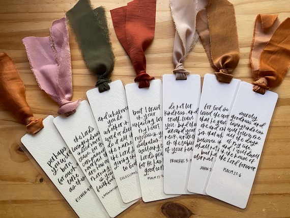 Bible Verse Bookmark with Ribbon | Hand-lettered | gift for mom, gift for friend, gift for teacher
