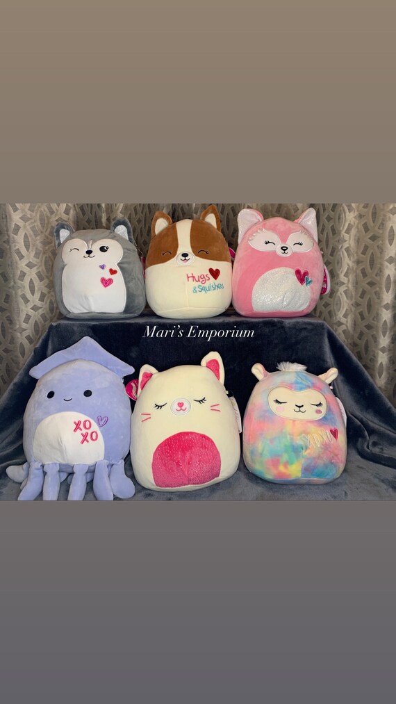 wallpapers Stacy The Squid Squishmallow Valentines Day valentine s squishmallows kellytoy 8 plush flora fox heidi husky stacy squid regina collectible plush valentine s day squishmallow