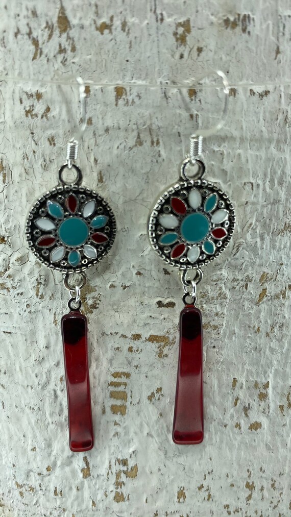 Up cycled Red Earrings