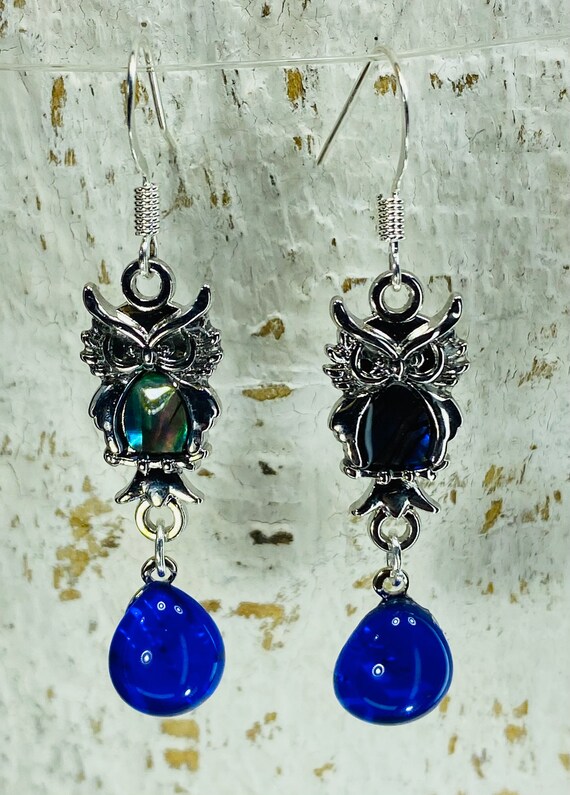 Up cycled Sky Vodka Owl Earrings