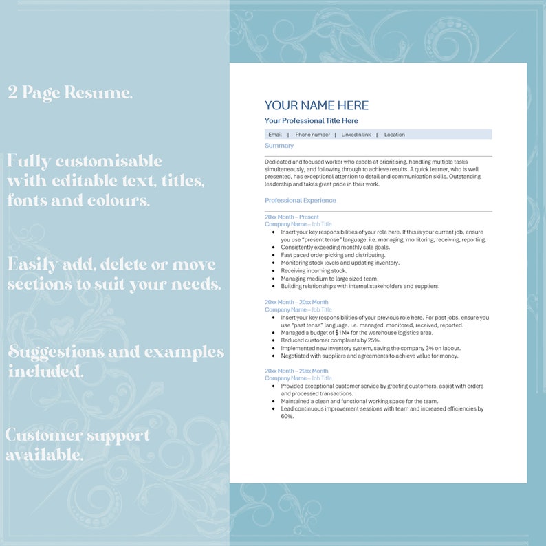 CV Resume Template 2 Page Template - Il 794xN.6144373480 Qb4v 