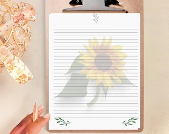 Golden Sunflower Letter Writing Stationery | Fall Linen Paper, 20 Sheets