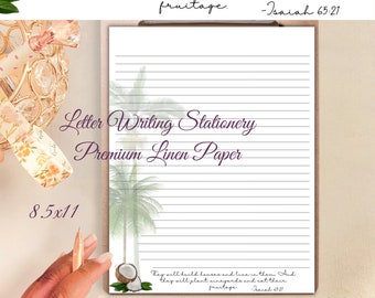 Coconut Palm Linen Letter Writing Paper | Isaiah 65:21, 20 Sheets