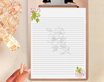 Pink Floral Premium Letter Writing Paper | Linen Stationery