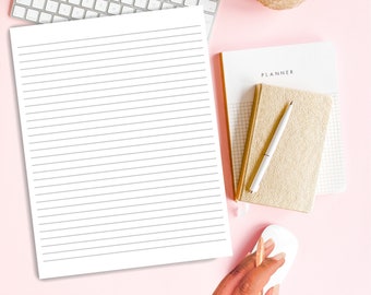 Digital Download Lined Stationery Printable | Notebook Template | Simple Letter Writing Paper | 8.5x11