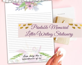 Memorial Lined Stationery | Floral Letter Writing Paper (PDF Printable)