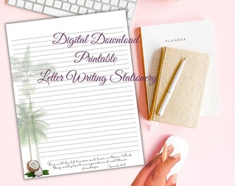 Coconut Palm Printable Letter Writing Paper | Isaiah 65:21 (Digital Download)