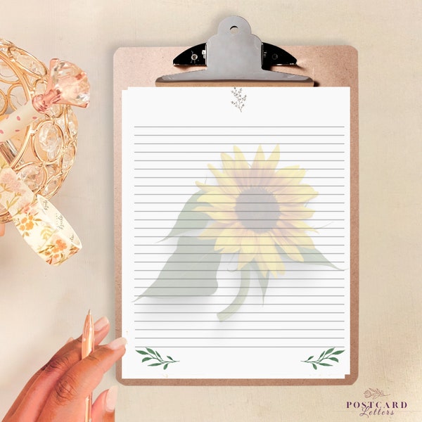 Fall Stationery | 20 Full Sheets | Premium Letter Writing Stationery | Golden Sunflower