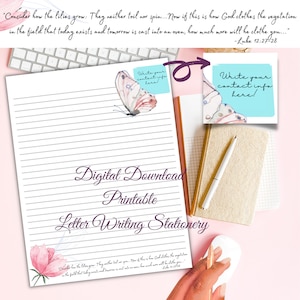 Digitaler Download Schrift Briefpapier | Druckbares Briefpapier | Maiglöckchen | Lukas 12:27
