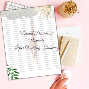 Digitaler Download Tier Briefpapier | Druckbares Briefpapier | Tropisches Giraffenparadies | Jesaja 65:21