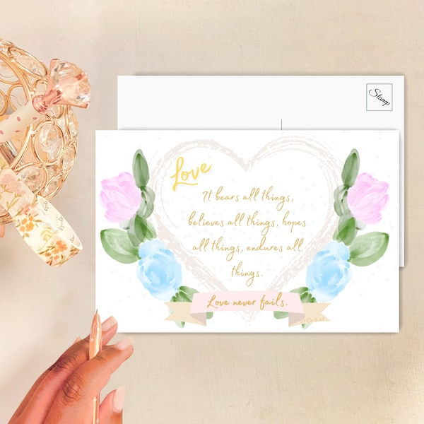 Love Postcards/Greeting Cards Set | Love Never Fails | Sky Blue Flowers | Love Note