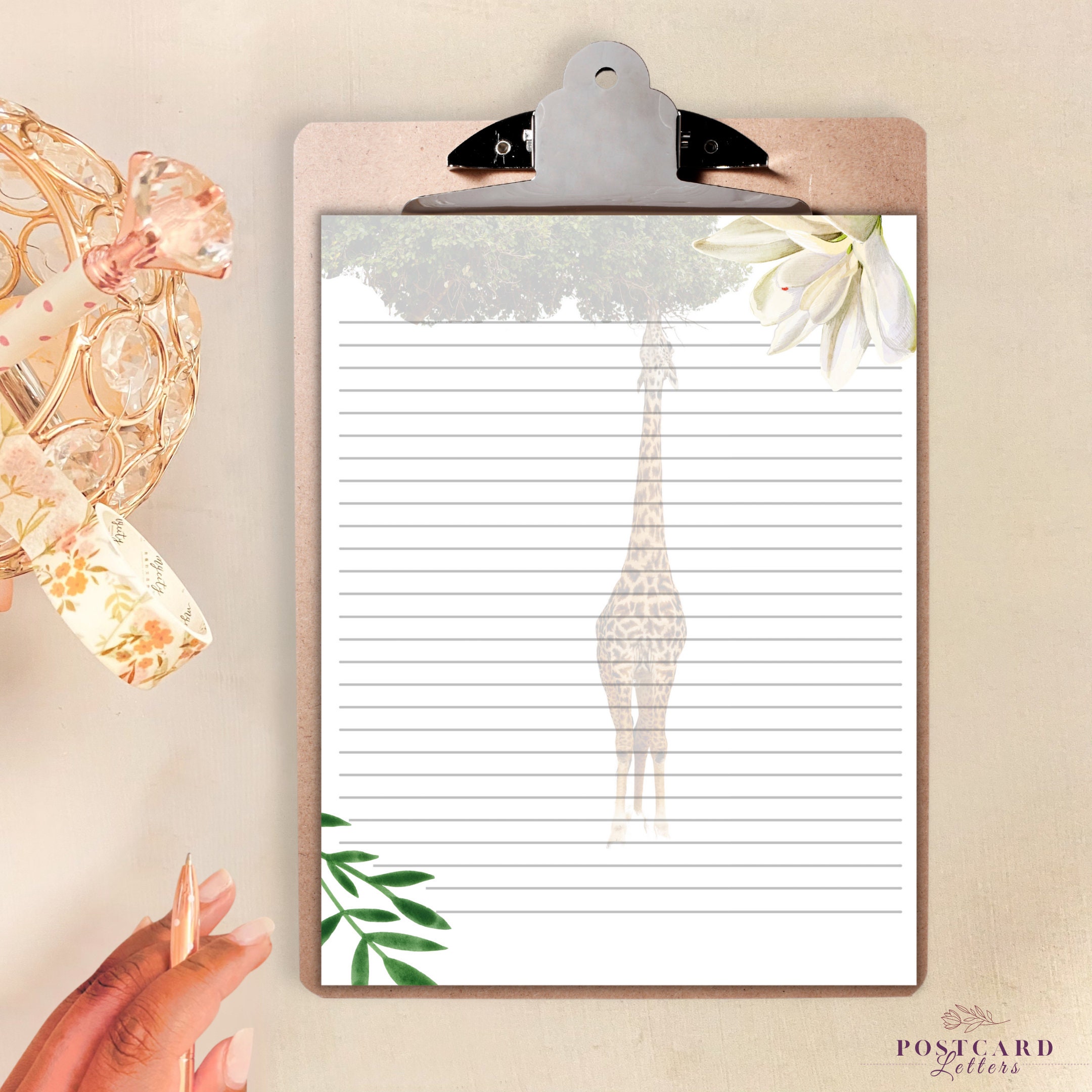 Tropical Giraffe Stationery | Linen Letter Writing Paper, 20 Sheets - Etsy