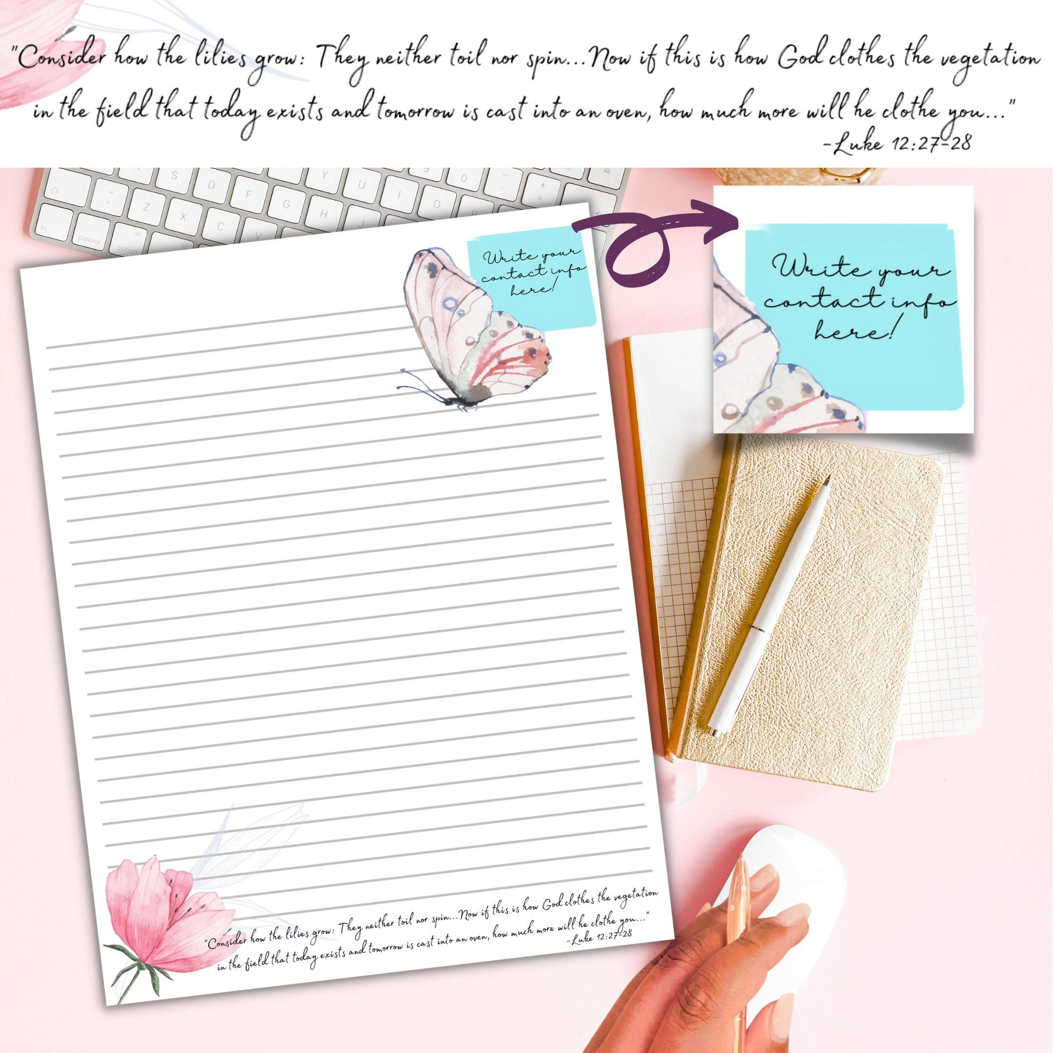 Digital Download Scripture Stationery Printable Letter - Etsy UK