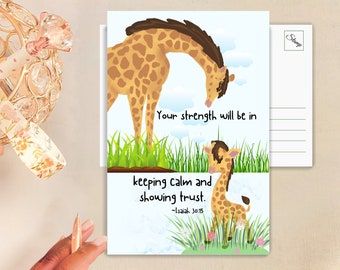 JW Postcards/Greeting Card Set | 2021 Year Text | Keep Calm and Show Trust | Isaiah 30:15 | Giraffe