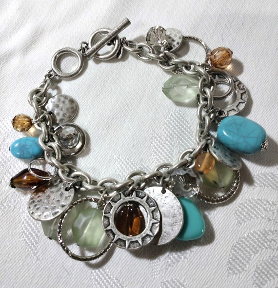 Chunky Charm Bracelets Vintage 1980's Jangle Bracel… Gem