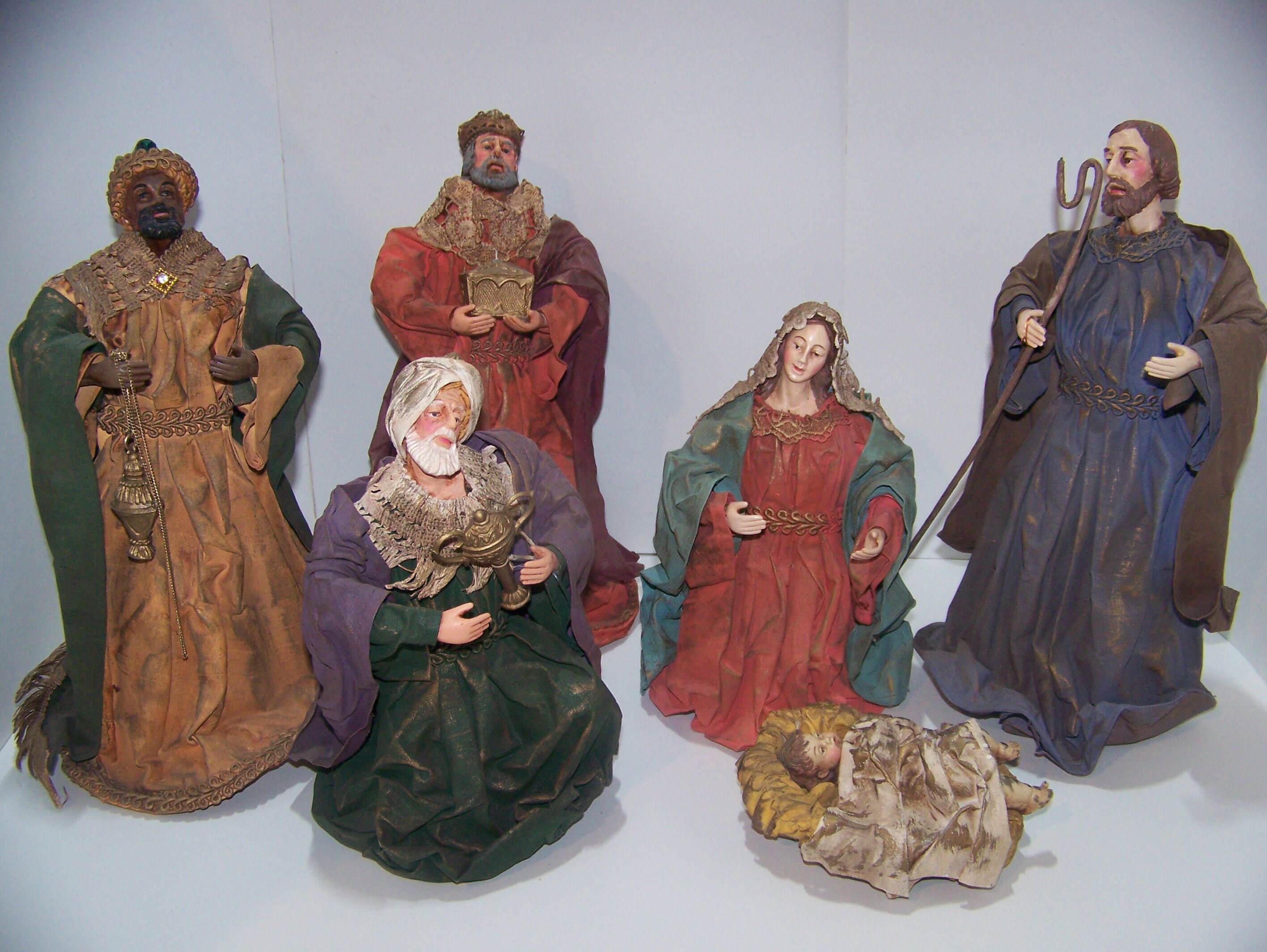 6piece Large Nativity/Creche Fabric Mache Christmas Made in Etsy