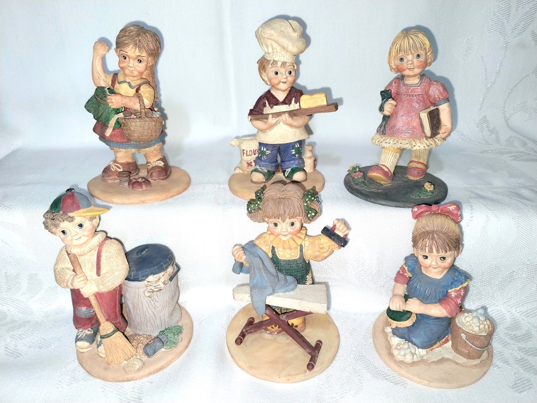 Tender Heart Treasures LOT of 6 Resin Figurines, Each Doing a