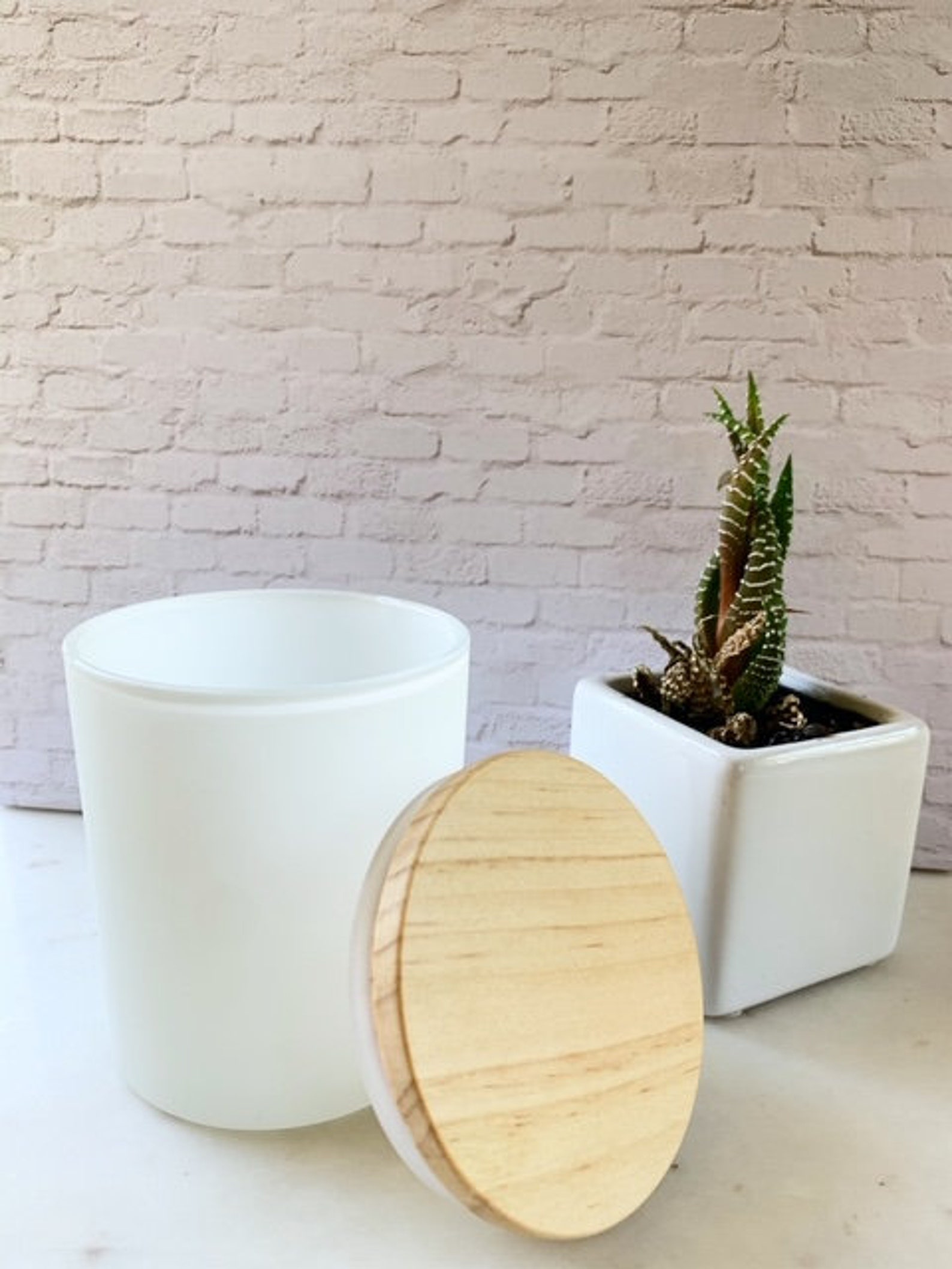 Matte White Beeswax Candles Glass Jar Bamboo Lid Container Etsy