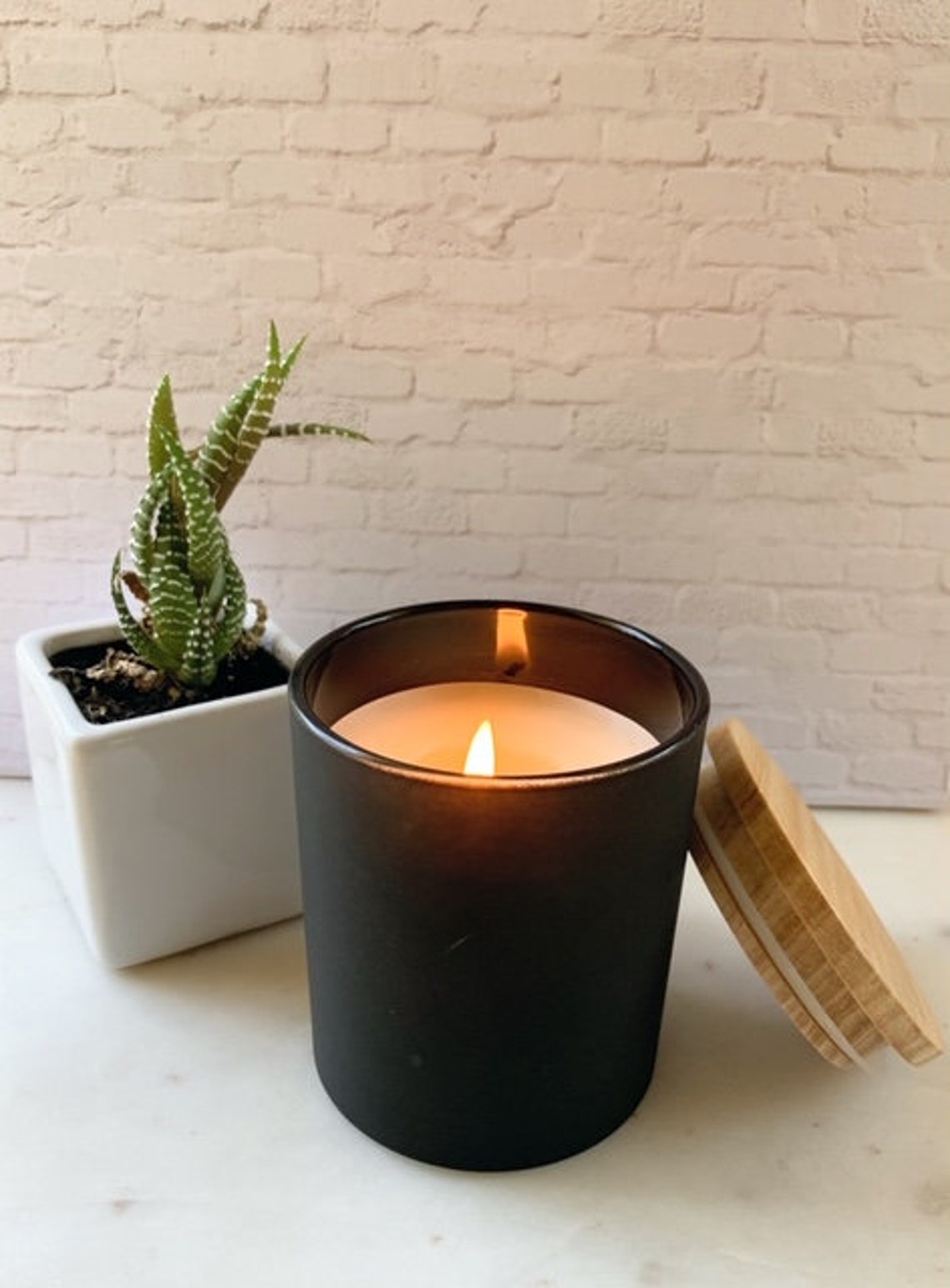 Matte Black Beeswax Candles Glass Jar Bamboo Lid Hemp Etsy