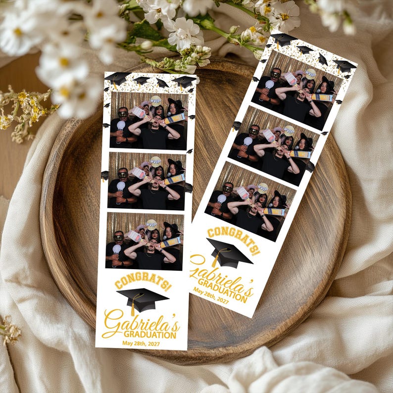 Personalized Graduation Photo Booth Template: Black Gold Congrats 2026 ...
