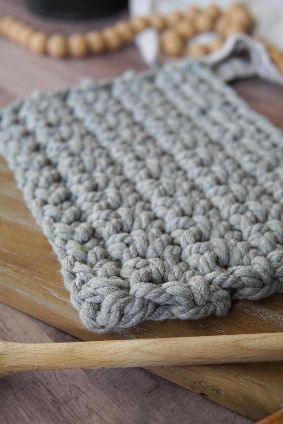 Macrame Pot Holder Gris 100 Algodón Hot Pad Hecho a mano Etsy