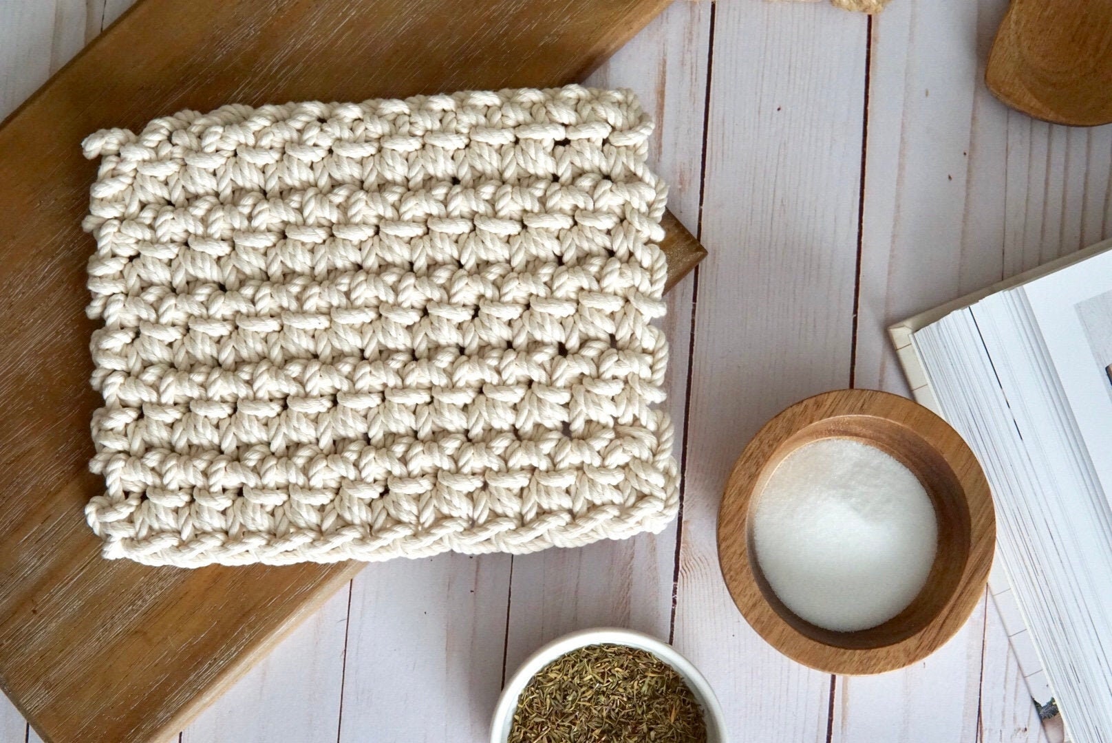 Macrame Pot Holder Ivory 100 Cotton Hot Pad Handmade Trivet Etsy